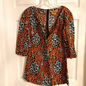 Tory Burch Turnic Orange Navy Size 6